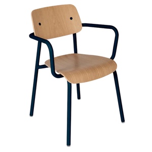 Chaise Bridge Chêne STUDIE Fermob Indoor bleu abysse
