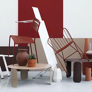 Chaise Bridge FLOWER Fermob rouge ocre