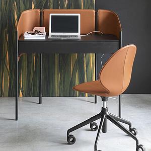 Chaise de bureau BASIL Calligaris cognac-noir 