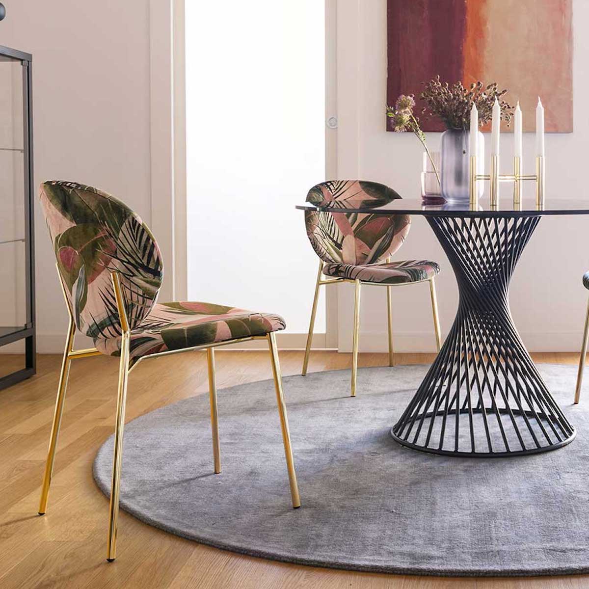 Chaise INES Calligaris leaves rose-laiton