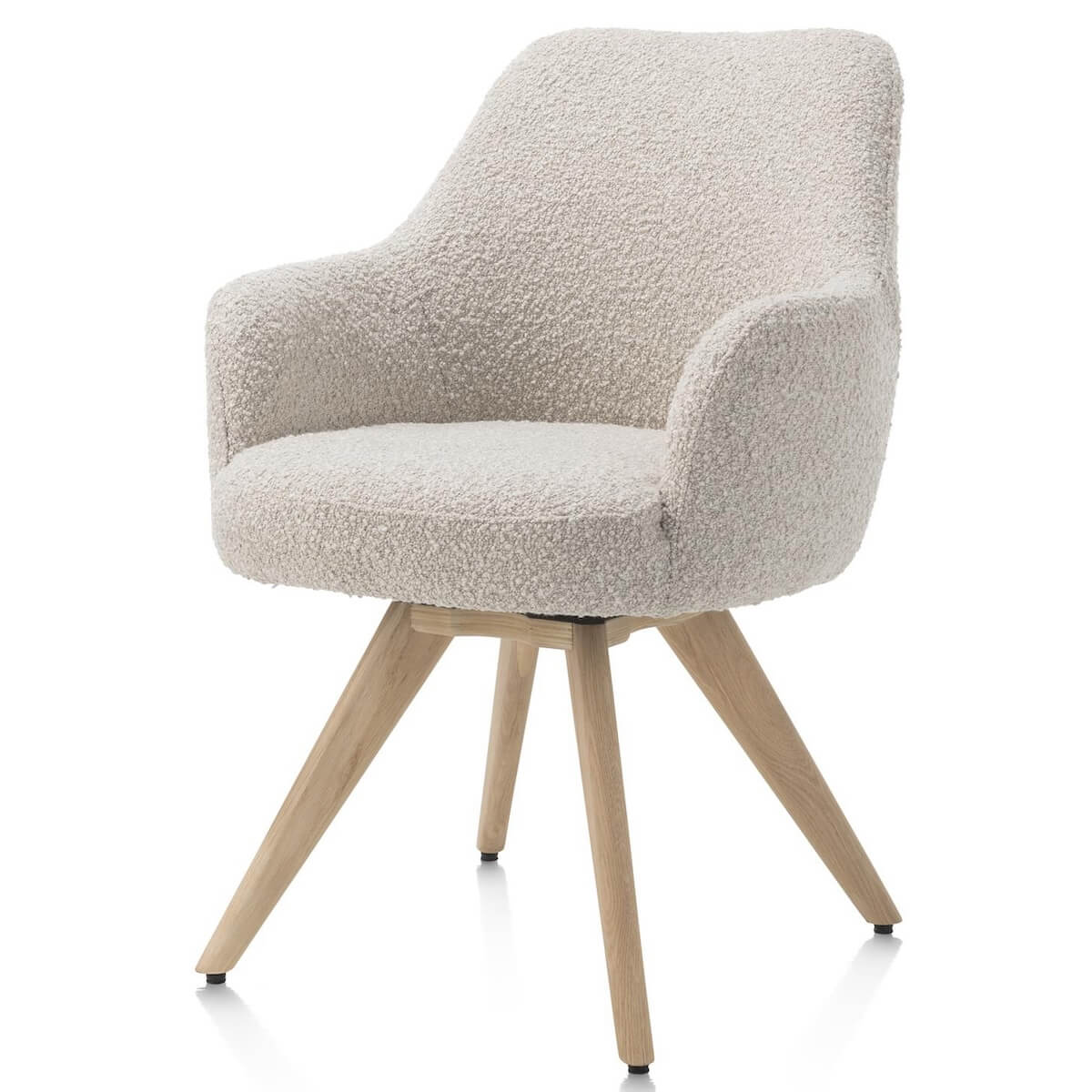 Chaise pivotante avec accoudoirs ROCCO Henders & Hazel Brioni crème / Pieds chêne naturel