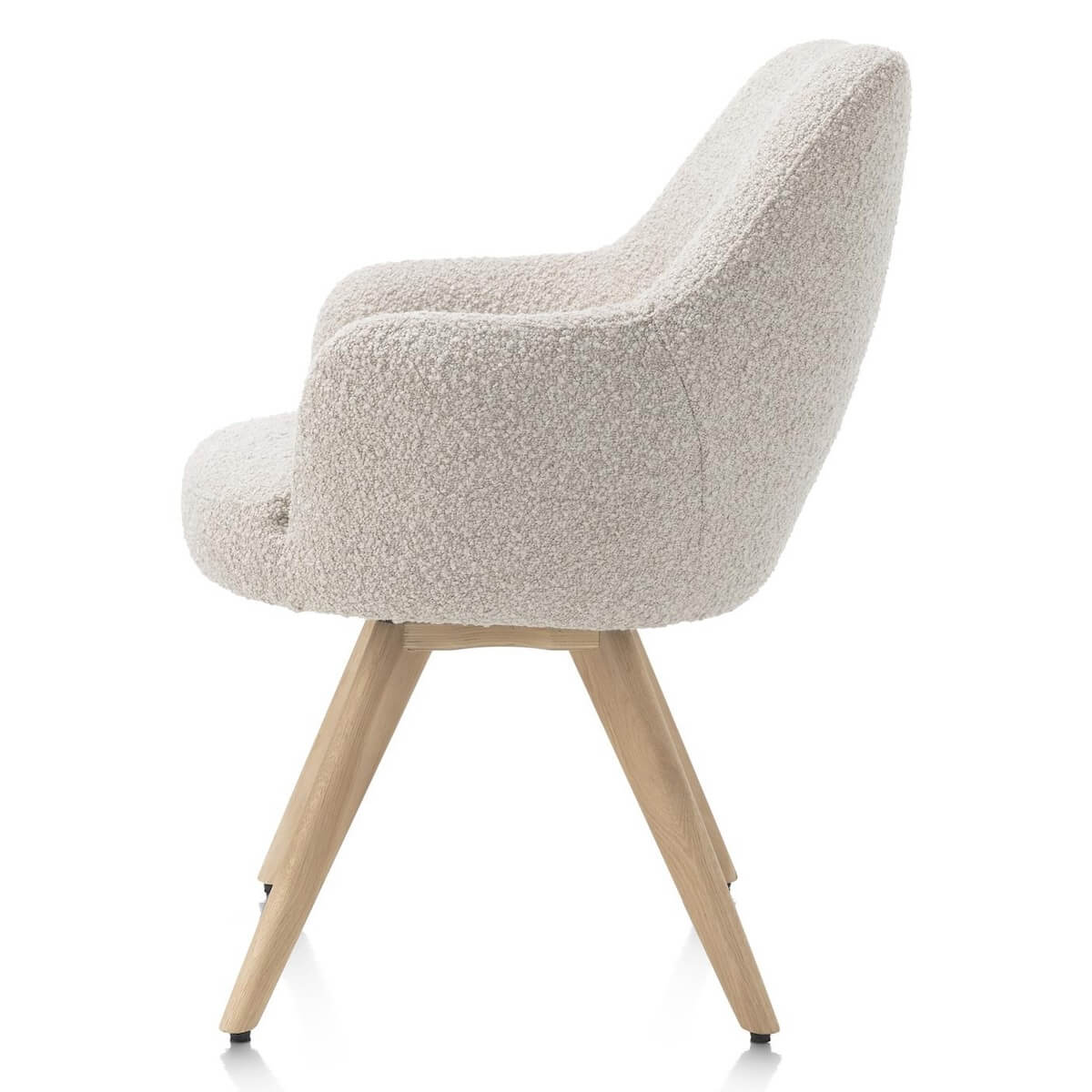 Chaise pivotante avec accoudoirs ROCCO Henders & Hazel Brioni crème / Pieds chêne naturel