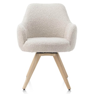 Chaise pivotante avec accoudoirs ROCCO Henders & Hazel Brioni crème / Pieds chêne naturel