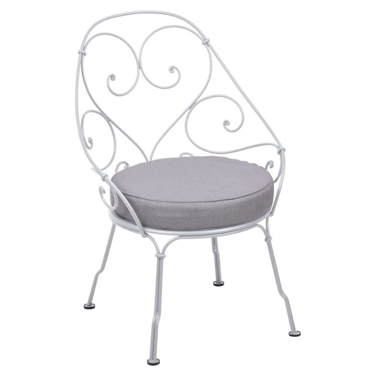 Fauteuil 1900 CABRIOLET Fermob blanc coton-Gris flanelle