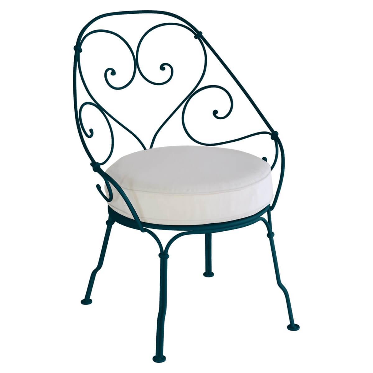 Fauteuil 1900 CABRIOLET Fermob bleu acapulco-Blanc grisé