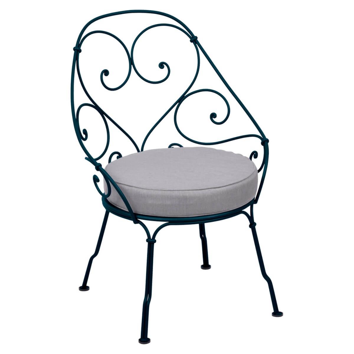 Fauteuil 1900 CABRIOLET Fermob bleu acapulco-Gris flanelle