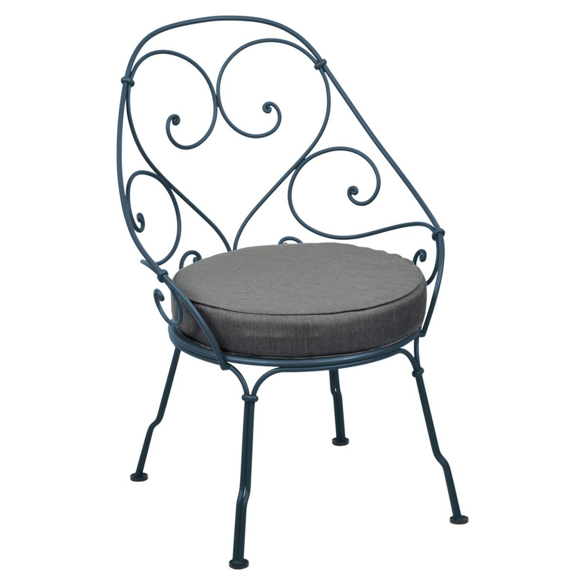 Fauteuil 1900 CABRIOLET Fermob bleu acapulco-Gris graphite