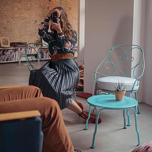 Fauteuil 1900 CABRIOLET Fermob bleu lagune-Gris graphite