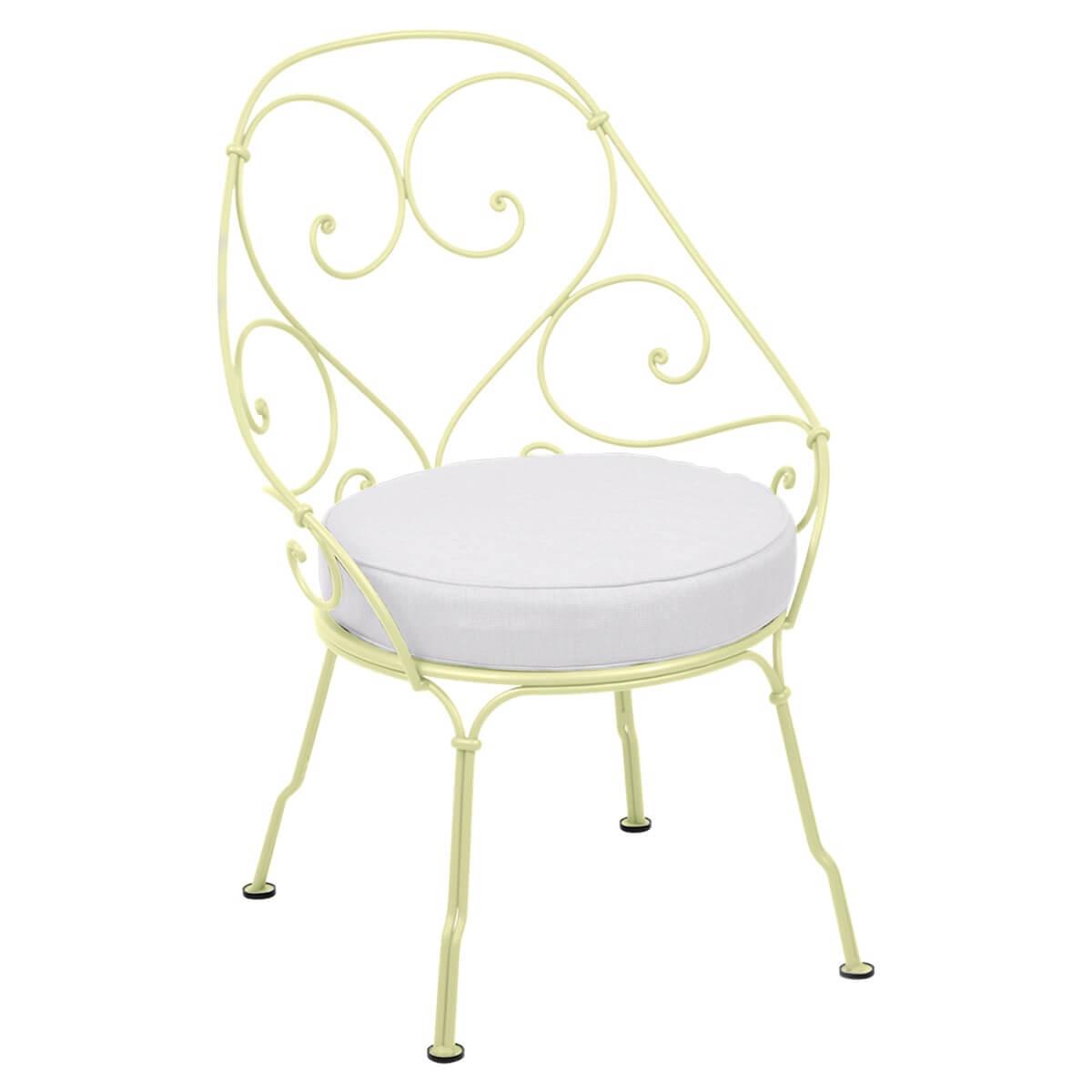 Fauteuil 1900 CABRIOLET Fermob citron givré-Blanc grisé
