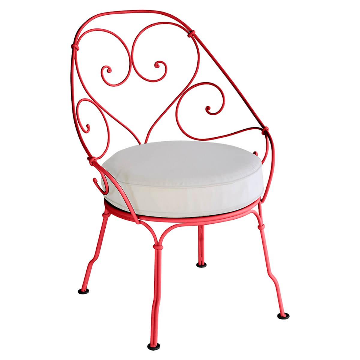 Fauteuil 1900 CABRIOLET Fermob coquelicot-Blanc grisé