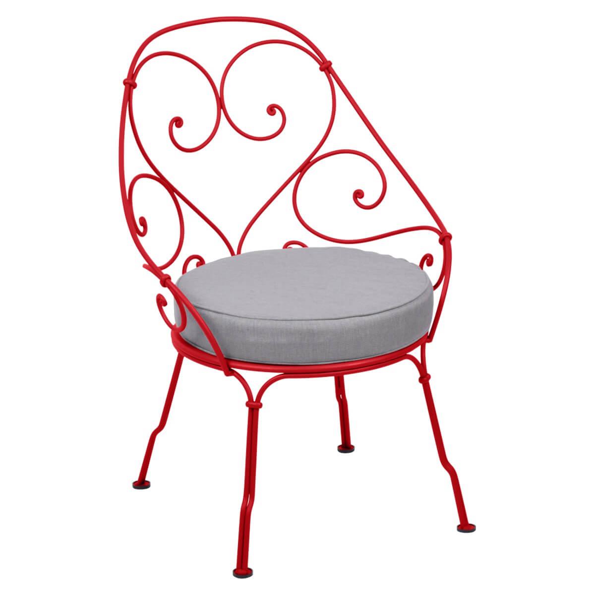 Fauteuil 1900 CABRIOLET Fermob coquelicot-Gris flanelle