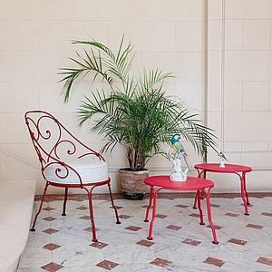 Fauteuil 1900 CABRIOLET Fermob coquelicot-Gris flanelle