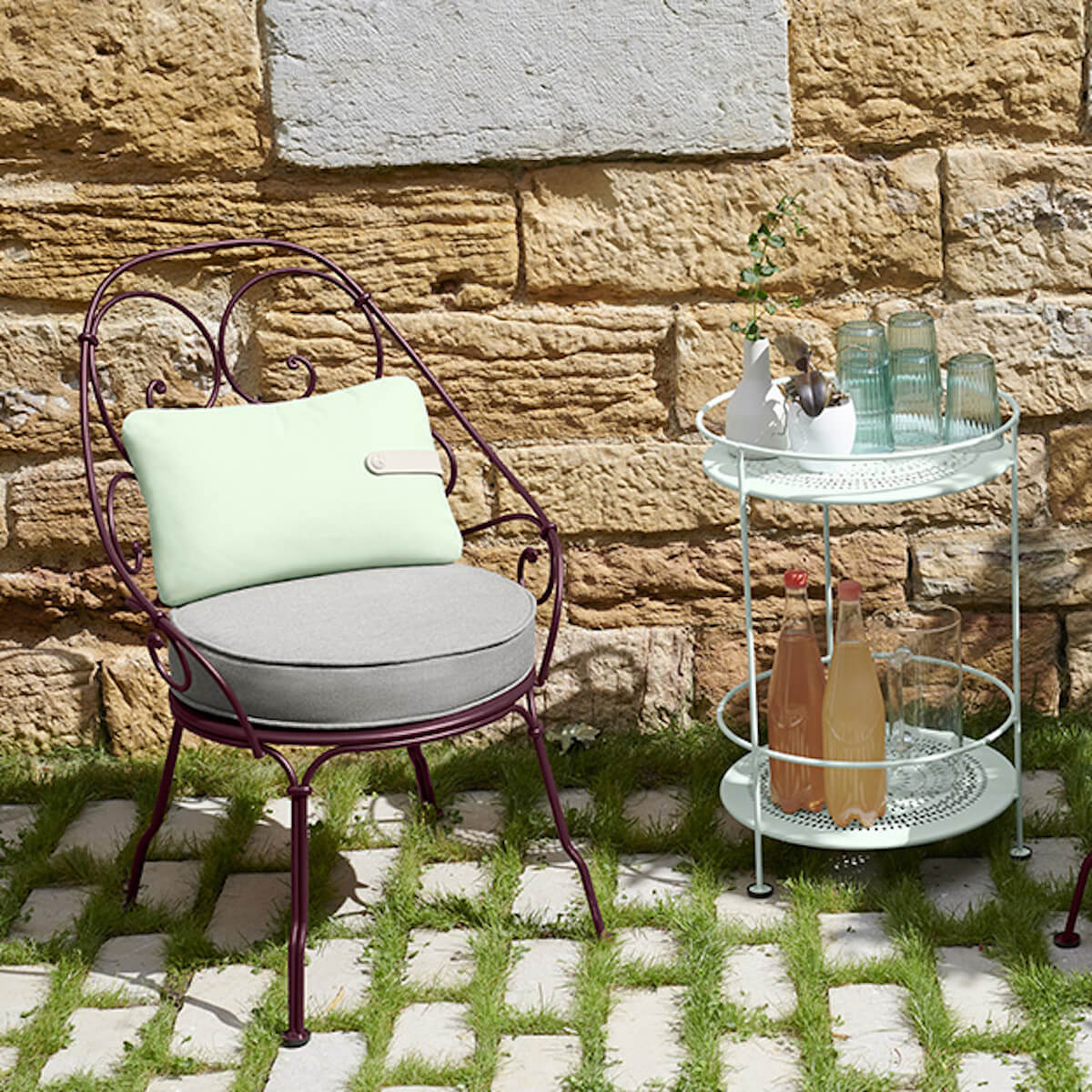 Fauteuil 1900 CABRIOLET Fermob gris lapilli-Blanc grisé