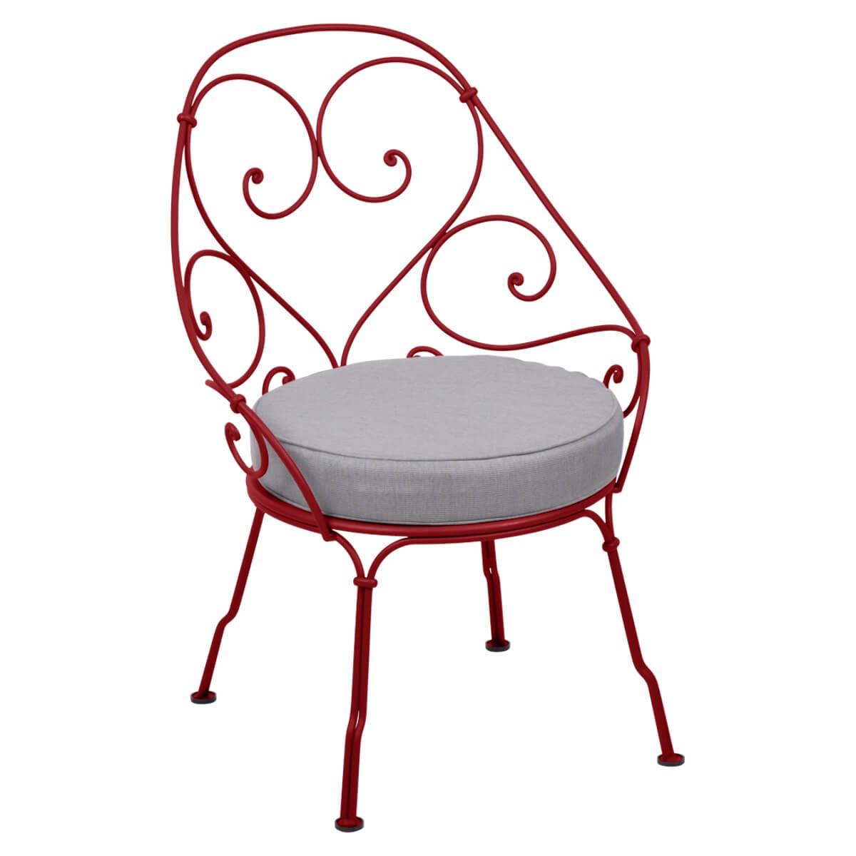 Fauteuil 1900 CABRIOLET Fermob piment-Gris flanelle