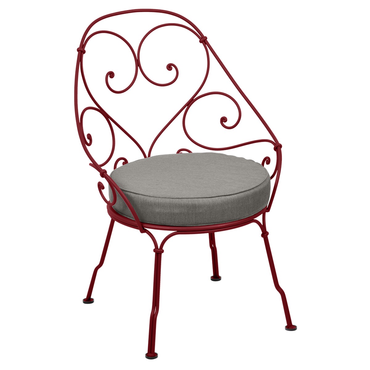 Fauteuil 1900 CABRIOLET Fermob piment-Taupe grisé