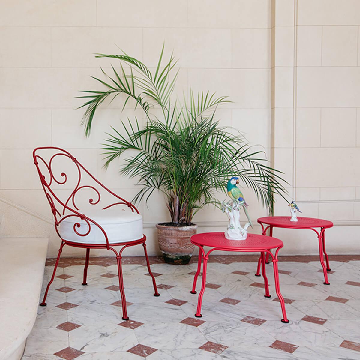 Fauteuil 1900 CABRIOLET Fermob rose praline-Blanc grisé