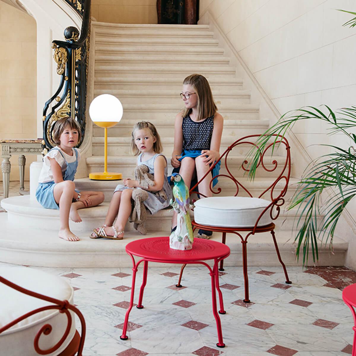 Fauteuil 1900 CABRIOLET Fermob rose praline-Blanc grisé