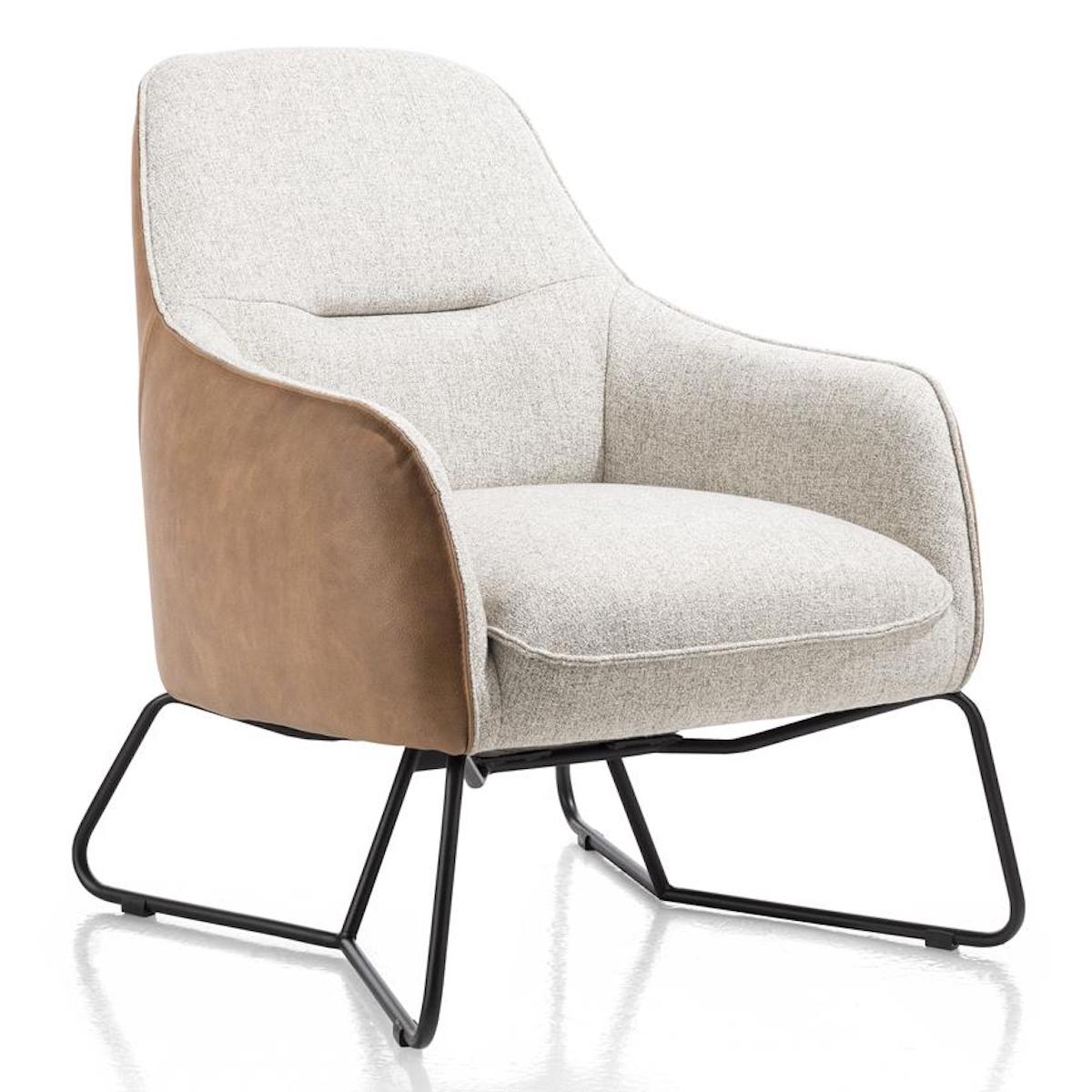 Fauteuil bas OVIEDO Xooon GP.02 combi PALA cognac/ LADY gris clair