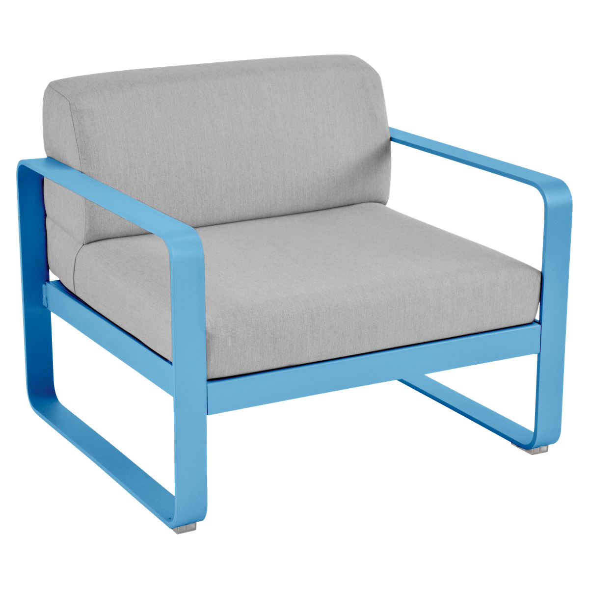 Fauteuil BELLEVIE Fermob bleu maya-gris flanelle 