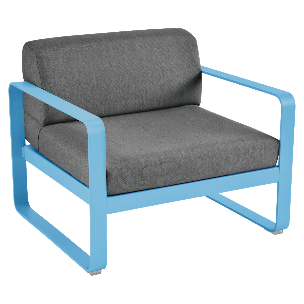 Fauteuil BELLEVIE Fermob bleu maya-gris graphite