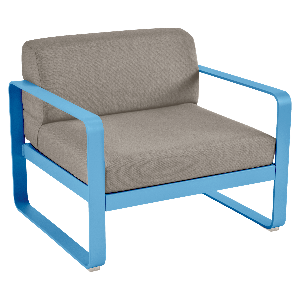 Fauteuil BELLEVIE Fermob bleu maya-taupe grisé