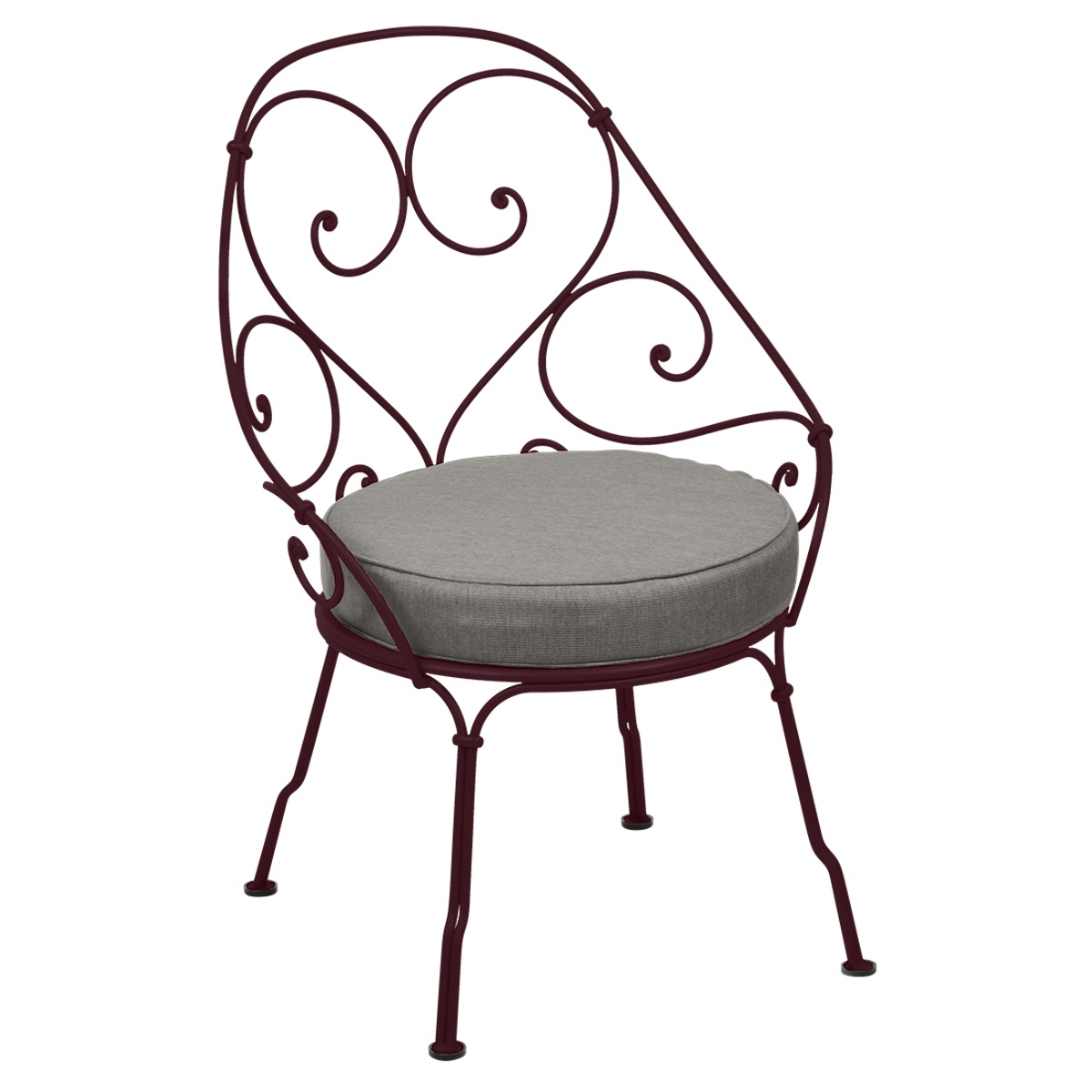 Fauteuil Cabriolet 1900 Fermob cerise noire-Taupe grisé