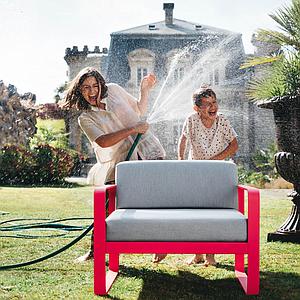 Fauteuil de jardin BELLEVIE Fermob blanc coton-gris flanelle