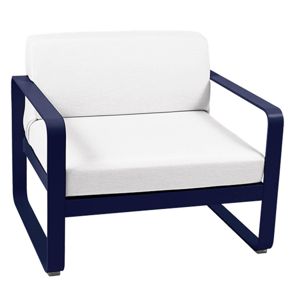 Fauteuil de jardin BELLEVIE Fermob bleu abysse-blanc grisé