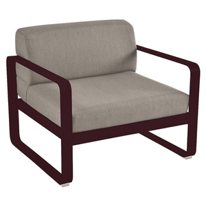 Fauteuil de jardin BELLEVIE Fermob cerise noire-taupe grisé