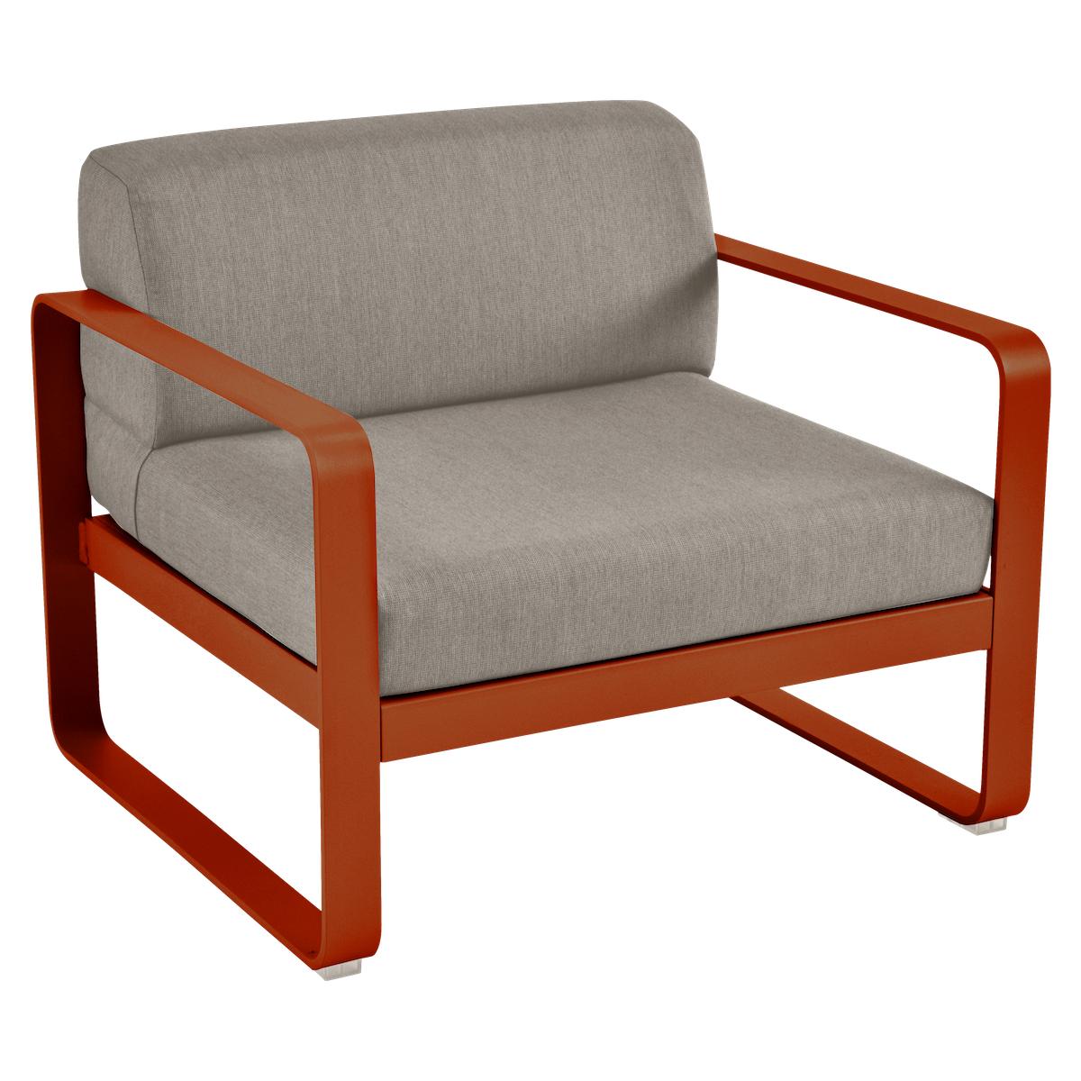Fauteuil de jardin BELLEVIE Fermob orange confite-taupe grisé