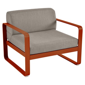 Fauteuil de jardin BELLEVIE Fermob orange confite-taupe grisé