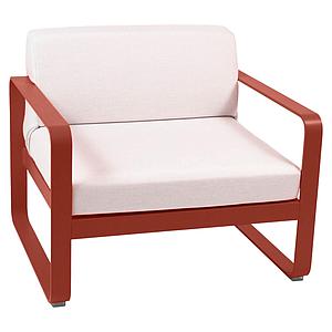Fauteuil de jardin BELLEVIE Fermob rouge ocre-blanc grisé
