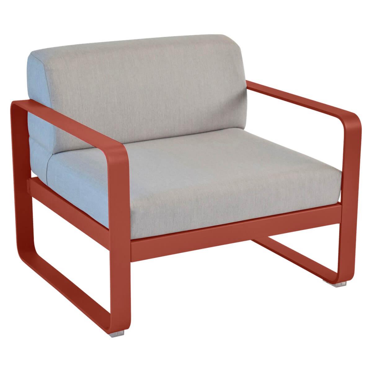 Fauteuil de jardin BELLEVIE Fermob rouge ocre-gris flanelle