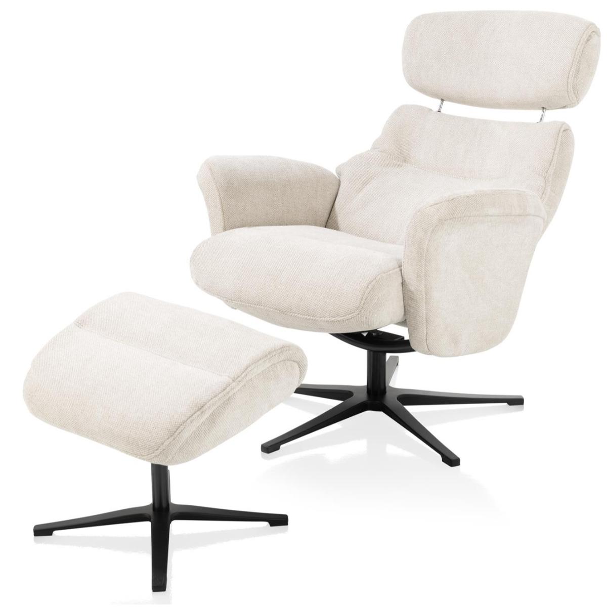 Fauteuil inclinable + pouf LAZARO Henders & Hazel  crème