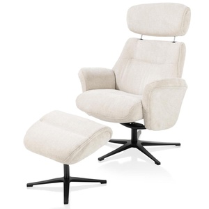 Fauteuil inclinable + pouf LAZARO Henders & Hazel  crème