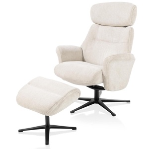 Fauteuil inclinable + pouf LAZARO Henders & Hazel  crème