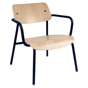 Fauteuil lounge chêne STUDIE Fermob Indoor bleu abysse