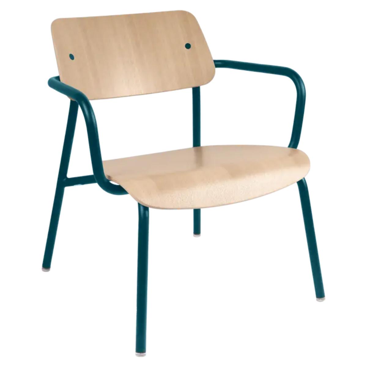 Fauteuil lounge chêne STUDIE Fermob Indoor bleu acapulco