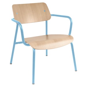 Fauteuil lounge chêne STUDIE Fermob Indoor bleu maya