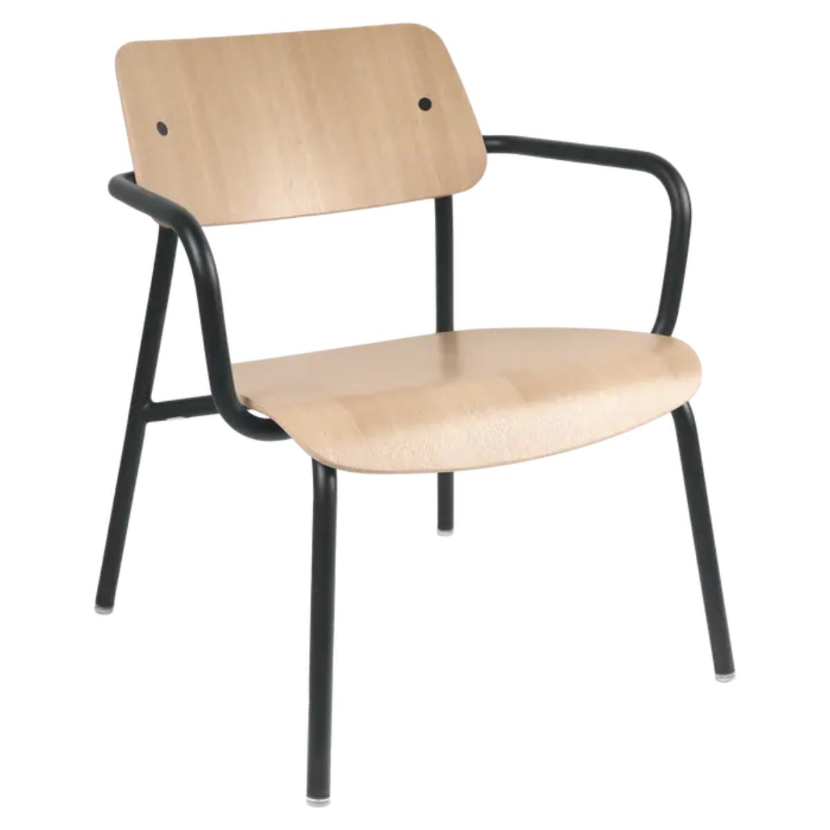 Fauteuil lounge chêne STUDIE Fermob Indoor carbone