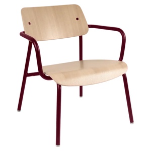 Fauteuil lounge chêne STUDIE Fermob Indoor cerise noire