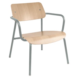 Fauteuil lounge chêne STUDIE Fermob Indoor gris lapili