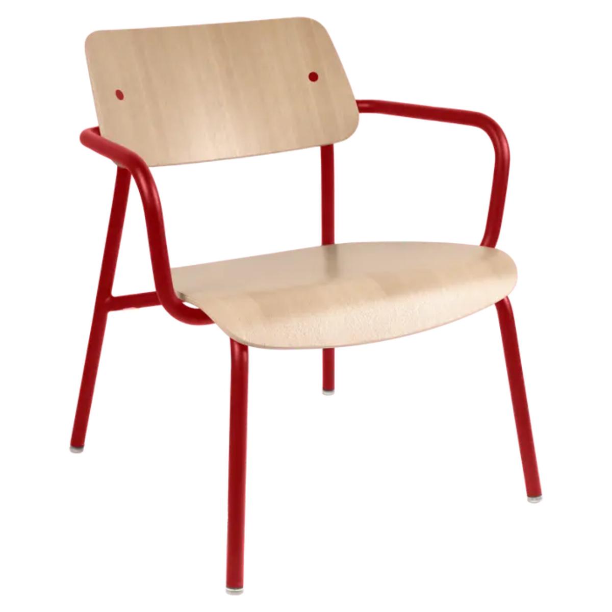 Fauteuil lounge chêne STUDIE Fermob Indoor piment