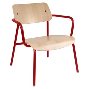 Fauteuil lounge chêne STUDIE Fermob Indoor piment