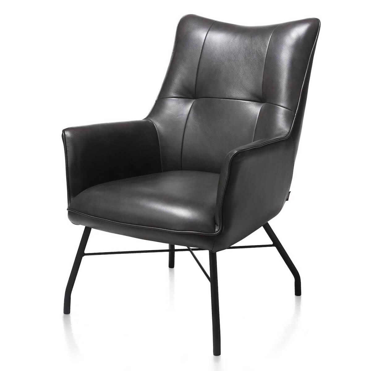 Fauteuil lounge CHIARA Henders & Hazel Cuir Laredo noir
