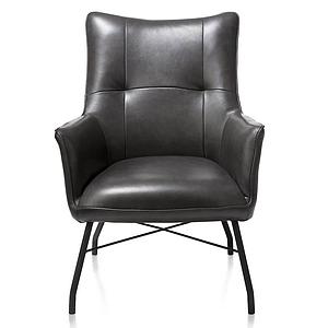 Fauteuil lounge CHIARA Henders & Hazel Cuir Laredo noir