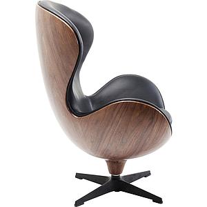 Fauteuil pivotant LOUNGE Kare Design noir-noyer
