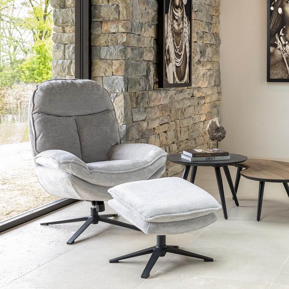 Fauteuil + pouf FLORENCE Henders & Hazel Enzo caillou