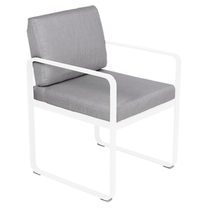 Fauteuil repas BELLEVIE Fermob blanc coton-gris flanelle