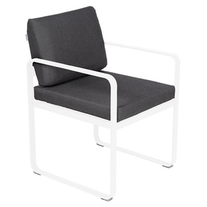 Fauteuil repas BELLEVIE Fermob blanc coton-gris graphite